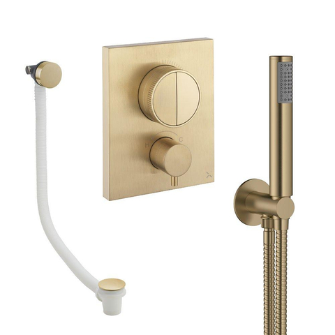Crosswater MPRO Handdoucheset - 2 hendels - badafvoer - handdouche - geborsteld messing (goud) SW1472714