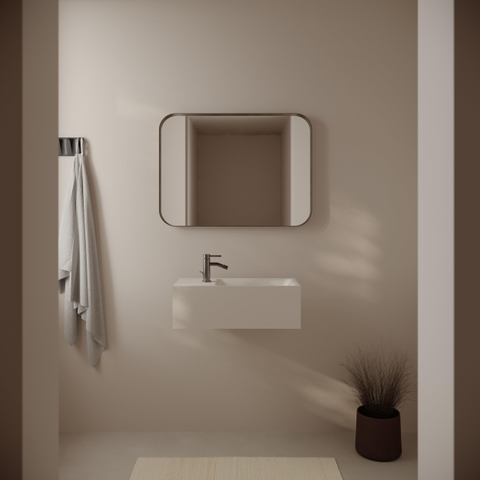 Ideavit Solidtetris Lavabo suspendu - 60x30x20 - solid surface - blanc mat SW1476805