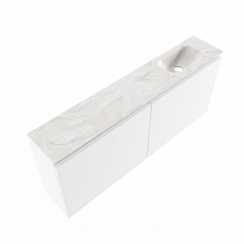 MONDIAZ TURE-DLUX Meuble WC 120 cm Talc. EDEN vasque Ostra position à droite. Avec 1 trou de robinet. SW1104672