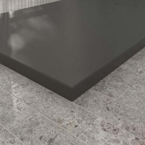 Villeroy & Boch Ecora douchebak - 180x100x4.5cm - afvoer korte zijde - anthracite (antraciet) SW1558937
