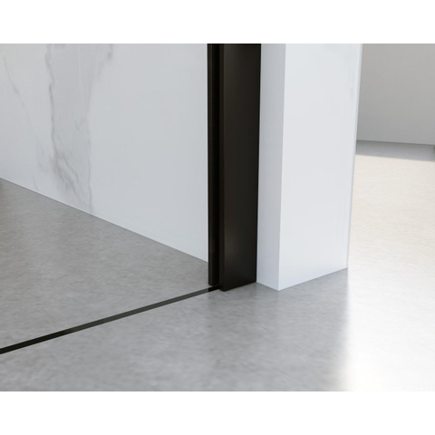 Fortifura Galeria Douche à l'italienne - 60x200cm - verre clair - Noir mat SW917228