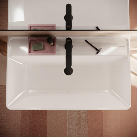 Hansgrohe Xanuia Q Wastafel/Fontein - 80x48cm - inbouw - 1 kraangat - met overloop - glans wit SW1165083