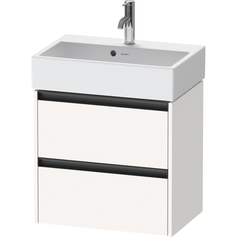 Duravit Ketho.2 Wastafelonderbouwkast - met 2 laden - 58.4x39x54.9cm - met grepen antracietwit - supermat wit SW772756