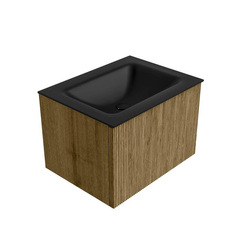Mondiaz KURVE Ensemble meuble de salle de bains - 60x46x40cm - 1 tiroir - vasque solid surface - centrale - 1 trou de robinet - Dusk SW1415089
