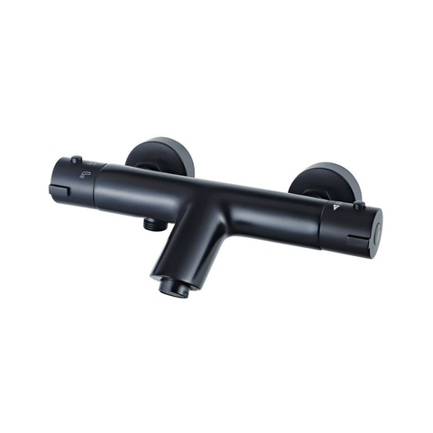 Adema Sparkle 2.0 Badset - thermostatische badkraan - 70cm glijstang - ronde handdouche - metalen doucheslang - mat zwart SW1481413