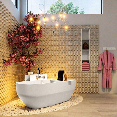 MONDIAZ STONE baignoire îlot - 170x75cm - linen mat (beige) SW491546