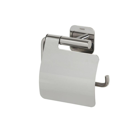 Tiger Colar Toiletrolhouder - met klep - zelfklevend - gepolijst RVS SW106826