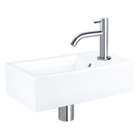 Differnz Force fonteinset – 40x22x11.5 cm – keramiek wit – gebogen chromen kraan SW373215