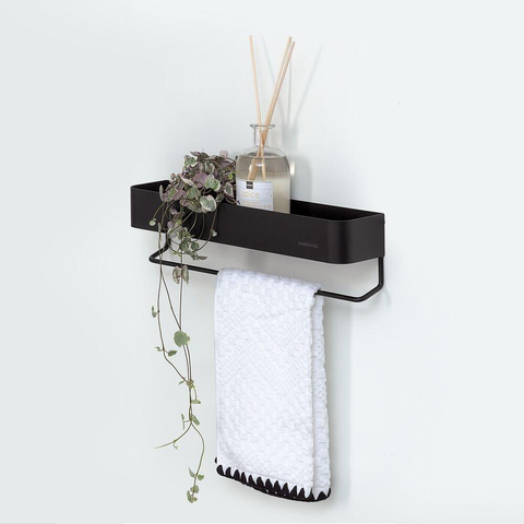 Sealskin Brix Étagère murale avec porte-serviettes 35 cm Métal Noir SW196168
