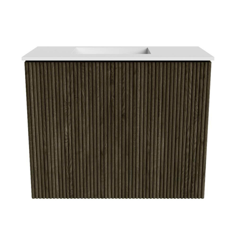 Mondiaz JOYA 50cm toiletmeubel - kleur Shadow - Wastafel FAYE positie Links Zonder kraangat kleur Talc. SW1421392