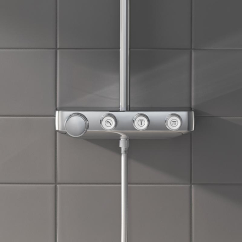 Grohe Euphoria SmartControl ensemble de douche pluie apparent – douche de tête carrée 31 cm – douchette bâton – avec inverseur – chrome SW209453