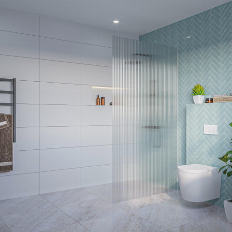 Fortifura Galeria Inloopdouche - ribbel - glas - 110x200cm - 8mm - nano - blind - inbouw profiel - helder geribbeld SW1170597