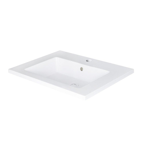 Saniclass Bologna lavabo pour meuble 60cm 1 lavabo 1 trou polybéton blanc SW8527