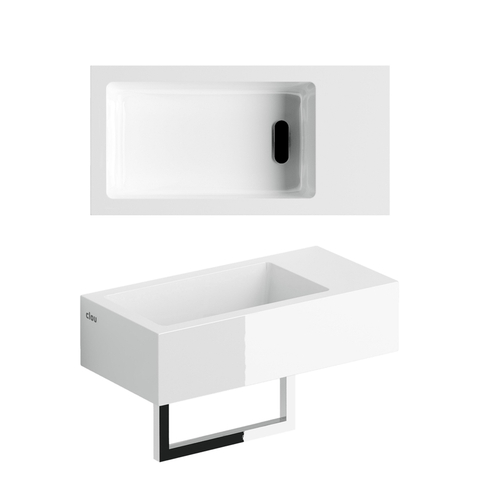 Clou Flush lave-mains - 36x18x9cm - trou robinet droite - sans trop-plein - blanc brillant SW102675
