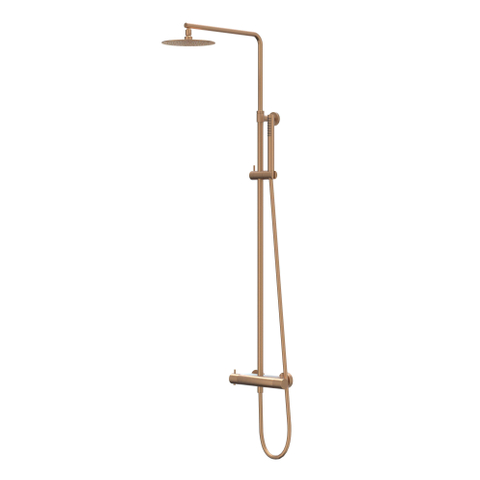 IVY Bond Ensemble de douche pluie - apparent - pomme de douche medium 25 cm - douchette 3 jets - cuivre brossé mat PVD SW1032407