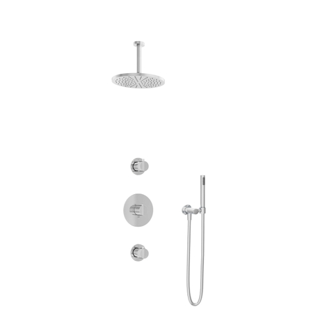 Hotbath Buddy IBS1 Regendoucheset - 2 stopkranen - 15cm plafondarm - 25cm ronde hoofddouche - staafhanddouche - hoogglans chroom SW18226