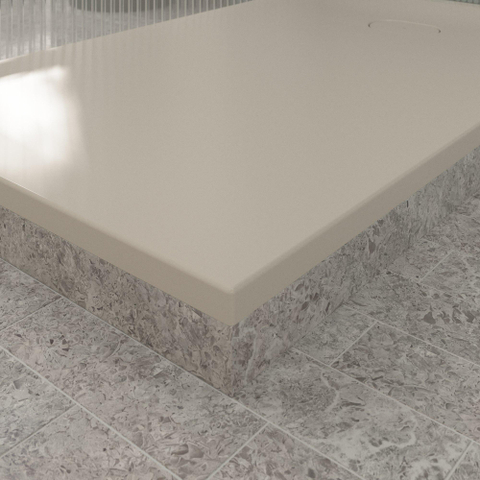 Villeroy & Boch Ecora douchebak - 150x90x3.5cm - afvoer korte zijde - almond (beige) SW1558932