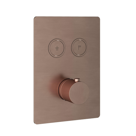 Hotbath Cobber Afbouwdeel inbouwthermostaat - met 2 pushbuttons - PVD - geborsteld koper SW229985