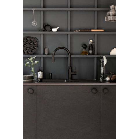 Quooker Flex Round mitigeur d'eau bouillante - bec pivotant et extractible - réservoir Combi+ - Eau chaude / bouillante - noir SW299673