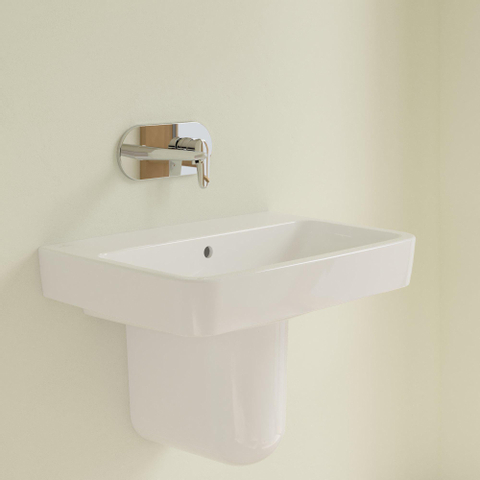 Villeroy & Boch O.novo wastafel - 65x46cm - zonder kraangat - met overloop CeramicPlus - White Alpine (glans wit) SW448455