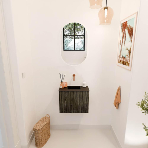 Mondiaz JOYA 50cm meuble de toilette - couleur Shadow - Vasque FAYE position Milieu Sans trou de robinet couleur Urban SW1421488