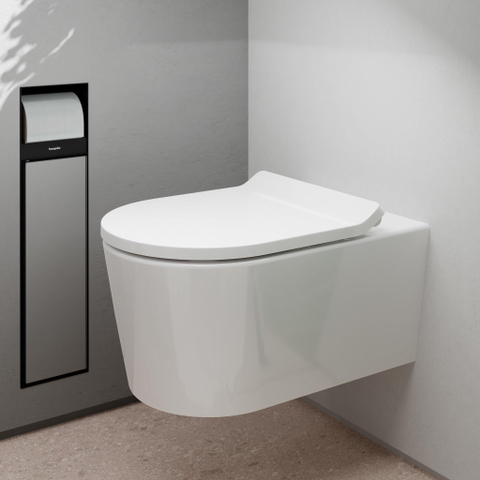 Hansgrohe XtraStoris Rock Porte-brosse WC - porte-rouleau - porte carrelable - noir mat SW1590299
