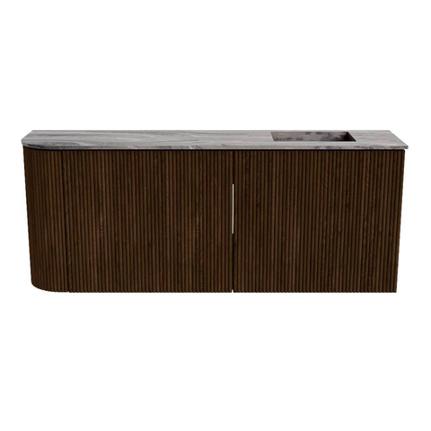 Mondiaz JOYA-DLUX 101.6cm toiletmeubel - ronding links kleur Walnut - Wastafel FAYE positie Rechts 1 kraangat kleur Sombra. SW1424751