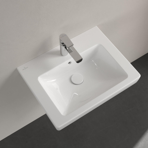 Villeroy & Boch Subway 2.0 wastafel - 55x47cm - 1 kraangat - met overloop - White Alpine (glans wit) 1024088