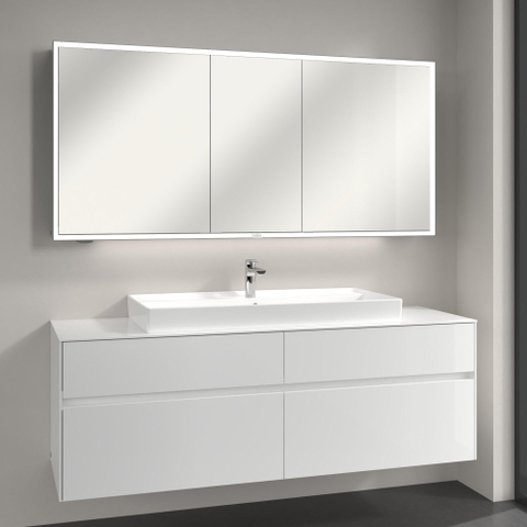 Villeroy & Boch My View Now spiegelkast - met 3 deuren - met led verlichting en wastafelverlichting - 160x75x16.8cm - met sensorschakelaar - Aluminium (zilver) SW702118