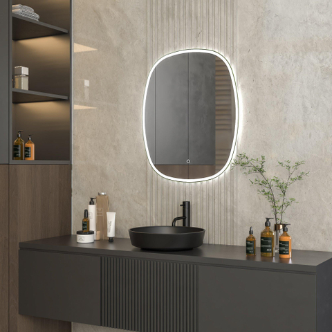 Arcqua Loft spiegel – ovaal – 65x80 cm – directe LED – spiegelverwarming – Naturel SW1223218