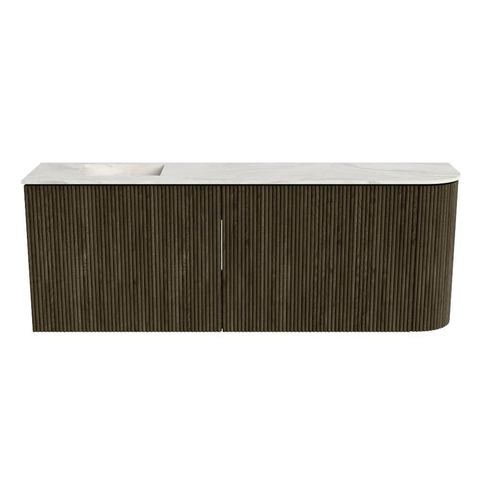 Mondiaz JOYA-DLUX 111.6cm toiletmeubel - ronding rechts kleur Shadow - Wastafel FAYE positie Links 1 kraangat kleur Ostra. SW1423075