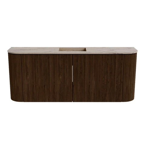 Mondiaz JOYA-DLUX Meuble de salle de bains 103.2cm - arrondis gauche et droite couleur Walnut - Vasque FAYE position Milieu Sans trou de robinet couleur Arena SW1424381