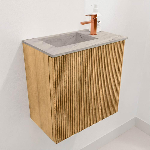 Mondiaz JOYA-DLUX Meuble de toilette 40cm - couleur Oak - Vasque FAYE position Gauche 1 trou de robinet couleur Glace SW1421937