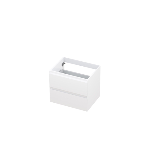 INK Meuble sous-lavabo - 60x45x52cm - 2 tiroirs - sans poignées - laqué MDF - blanc haute brillance SB1240402