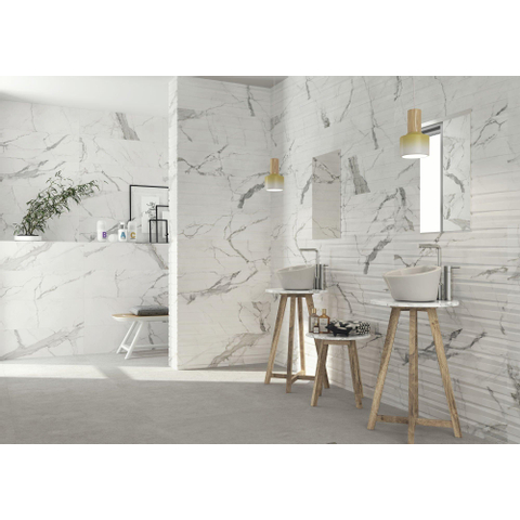 Terravito Alpuro carreau mural et de sol - 60x60cm - 9mm - carré - rectifié - effet marbre - blanc/noir mat SW359784
