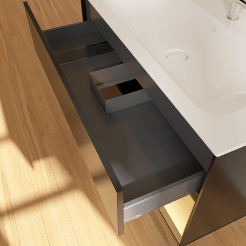 Villeroy & Boch finion wastafelonderkast - 99.6x59.1cm - 2 lades - mat zwart SW479484