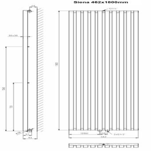 Plieger Siena radiateur design vertical simple 1800x462mm 1094W blanc 7253141
