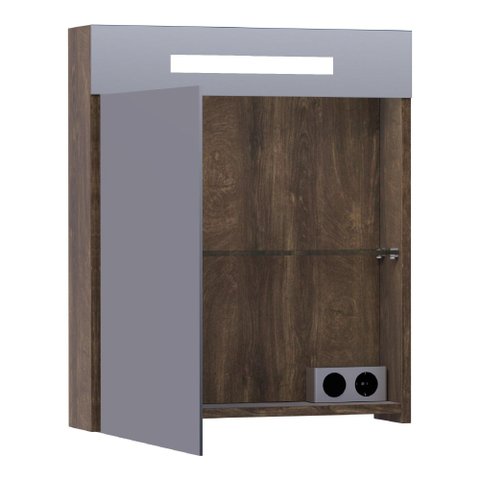 BRAUER Promise Deluxe spiegelkast – 59x70x15 cm – directe LED – linksdraaiende – Grove (noten) SW371722