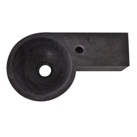 Wiesbaden B-stone fonteinset – rond – 40x23x10 cm – hardsteen zwart – kraangat rechts – mat zwarte kraan SW794631