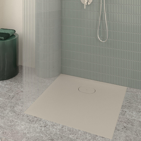 Villeroy & Boch Ecora douchebak - 80x80x3.5cm - afvoer korte zijde - almond (beige) SW1558921