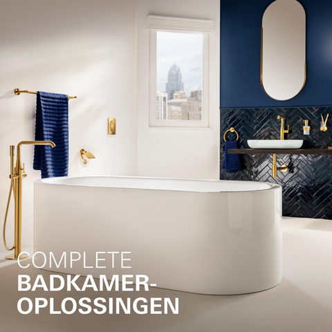 Grohe Essence New Afbouwdeel vrijstaande badkraan - omstel - draaibare uitloop 27.7cm - handdouche - doucheslang - brushed cool sunrise (goud) SW98813