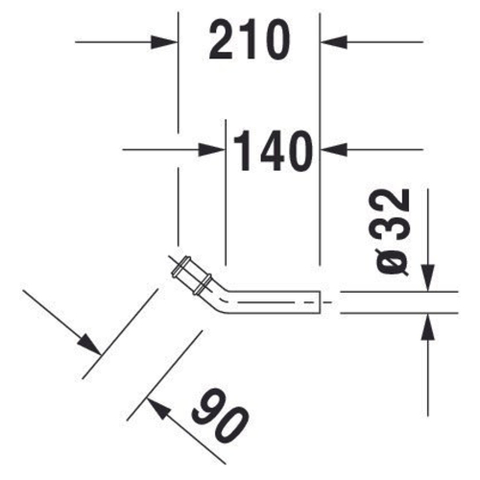 Duravit Architec Divers architec muurbuis 5/4" - met bocht - 32mm - hoogglans chroom 0299480
