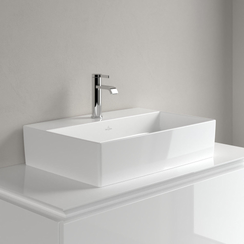 Villeroy & Boch memento 2.0 opzetwastafel - 60x42cm - met 1 kraangat - zonder overloop - White Alpine (glans wit) SW479873