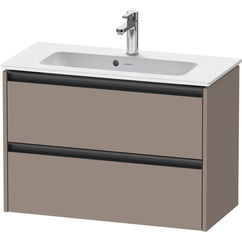 Duravit Ketho.2 Wastafelonderbouwkast - met 2 laden - 81x39x54.9cm - met grepen antraciet - basalt mat SW771798