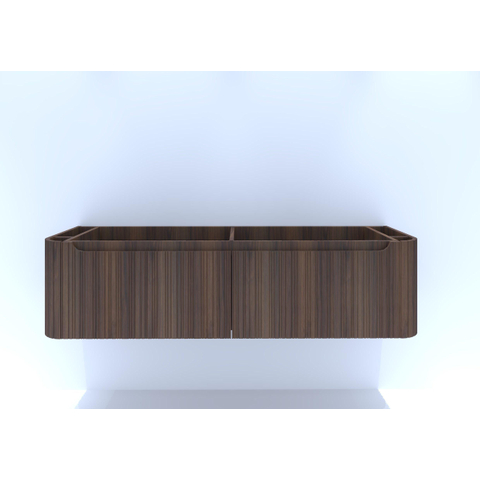 H&R badmeubelen Juice Wastafelonderkast - 160x45x40cm - afgeronde hoeken - 3D-front - 2 lades - geïntegreerde greep - dark oak SW862865
