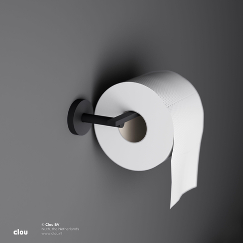Clou Flat toiletrolhouder 16.5x4.8cm zonder klep Zwart mat SW86591