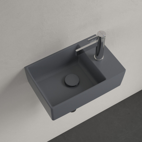 Villeroy & Boch memento 2.0 fontein - 40x26cm - 1 kraangat - zonder overloop CeramicPlus - Graphite (mat grijs) SW354340