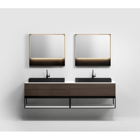 Clou Look at Me miroir – rectangle – 90 x 80 cm – LED indirecte tout autour – Noir mat SW417064