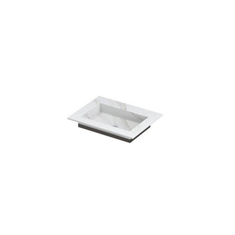 INK Post wastafel - 60x45x1cm - 1 wasbak - 0 kraangaten - keramiek Calacatta mat SW693138