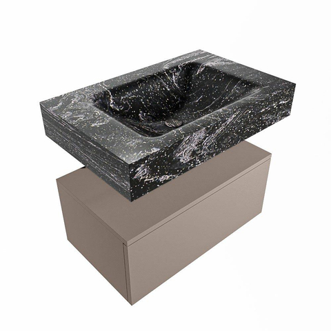 Mondiaz ALAN-DLUX Ensemble de meuble - 70cm - meuble Smoke mat - 1 tiroir - Lavabo Cloud Lava suspendu - vasque Centre - 1 trou de robinet SW808097